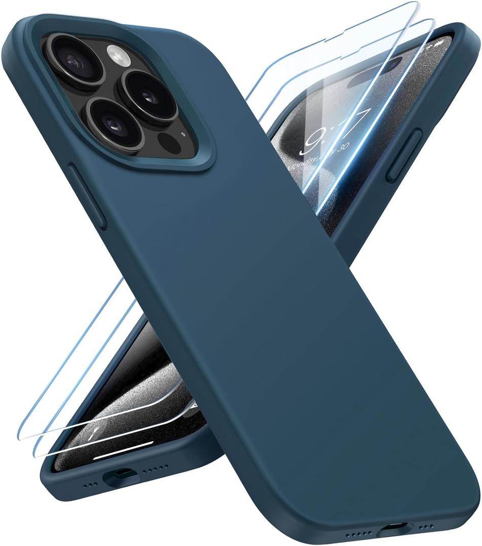 for iPhone 15 Pro Case Liquid Silicone Slim Shockproof Protective Cover 6.1 Inch Anti-Scratch Drop Protection,Cobalt Blue