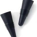 Rabbit Wine Stoppers and Beverage Bottle Stoppers, Silicone Set of 2 (Black)