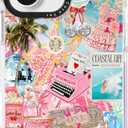 for iPhone 16 Plus Case, Coastal Life Pattern with Tropical Collage, Military-Grade Drop Protection, Trendy Soft Slim TPU Protective Cover with Camera Protection for WomenGirls (PinkSummer)