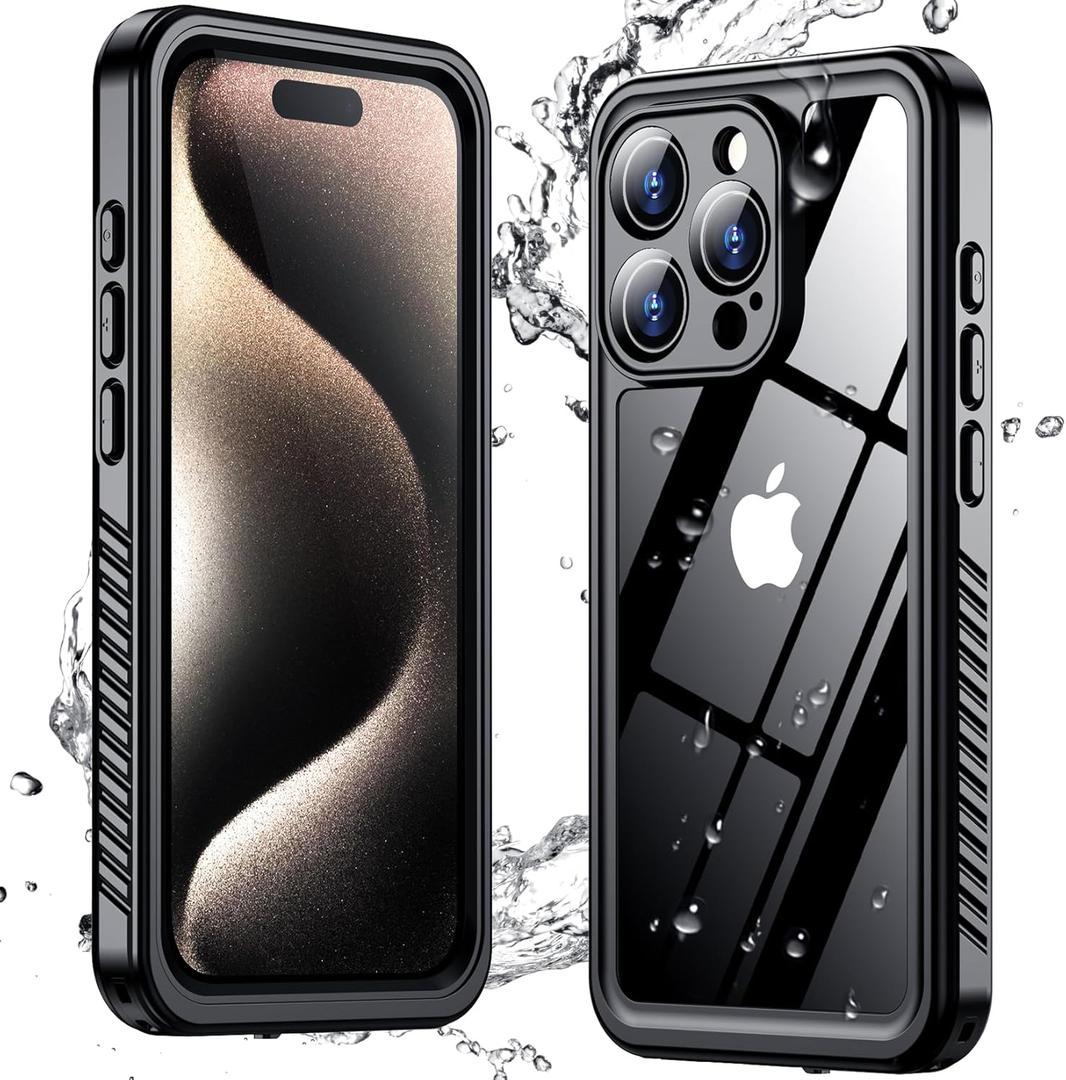 for iPhone 15 Pro Max Case Waterproof,IP68 Waterproof and Built-in Screen Protector 360 Full Body Underwater Case Shock-Proof and Dust-Proof iPhone 15 Pro Max Case 6.7-inch Black