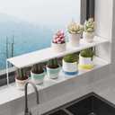 1pc Small Narrow Shelf for Windowsill Kitchen Spice Rack Organizer Stackable Tall Shelves Scalable Window Plant Rack for Narrow Space Countertop Storage (White)