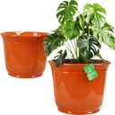 2 Pack 18/15 Inch Large Plastic Pots for Plants, Planters for Outdoor Plants, Durable and Lightweight Flower Pots, Big Outdoor Planters Weather Resistant & UV Resistant, Orange