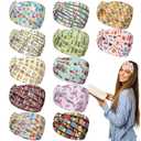 12 Pcs Book Lover Socks for Women Funny Book Print Headbands Reading Bookish Club Gifts for Christmas Librarian Students Teachers Gifts