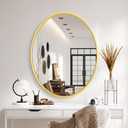 Delma 28x22 Gold Oval Bathroom Mirror for Over Sink, Aluminum Frame