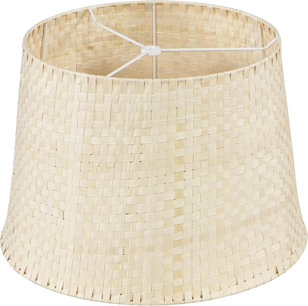 Aspen Creative 32992, Handwoven Empire Spider Lamp Shade, Natural Palm Leaf, 13" Top x 16" Bottom x 11" Slant Height