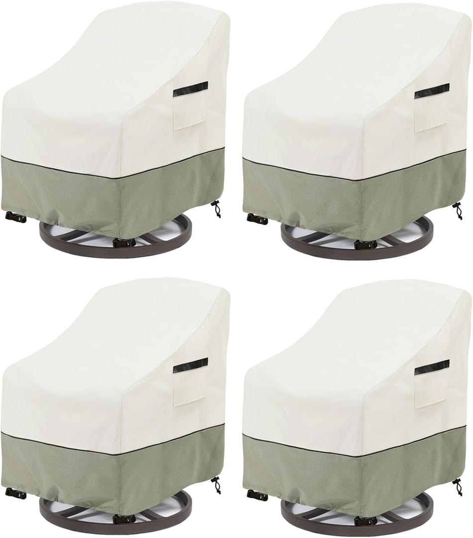 LSongSKY Patio Swivel Chair Cover 4 Pack,Waterproof Heavy Duty Outdoor Chair Covers,Outdoor Swivel Chair Cover for Patio Furniture Covers(30 W x 34 D x 36 H inches),Beige