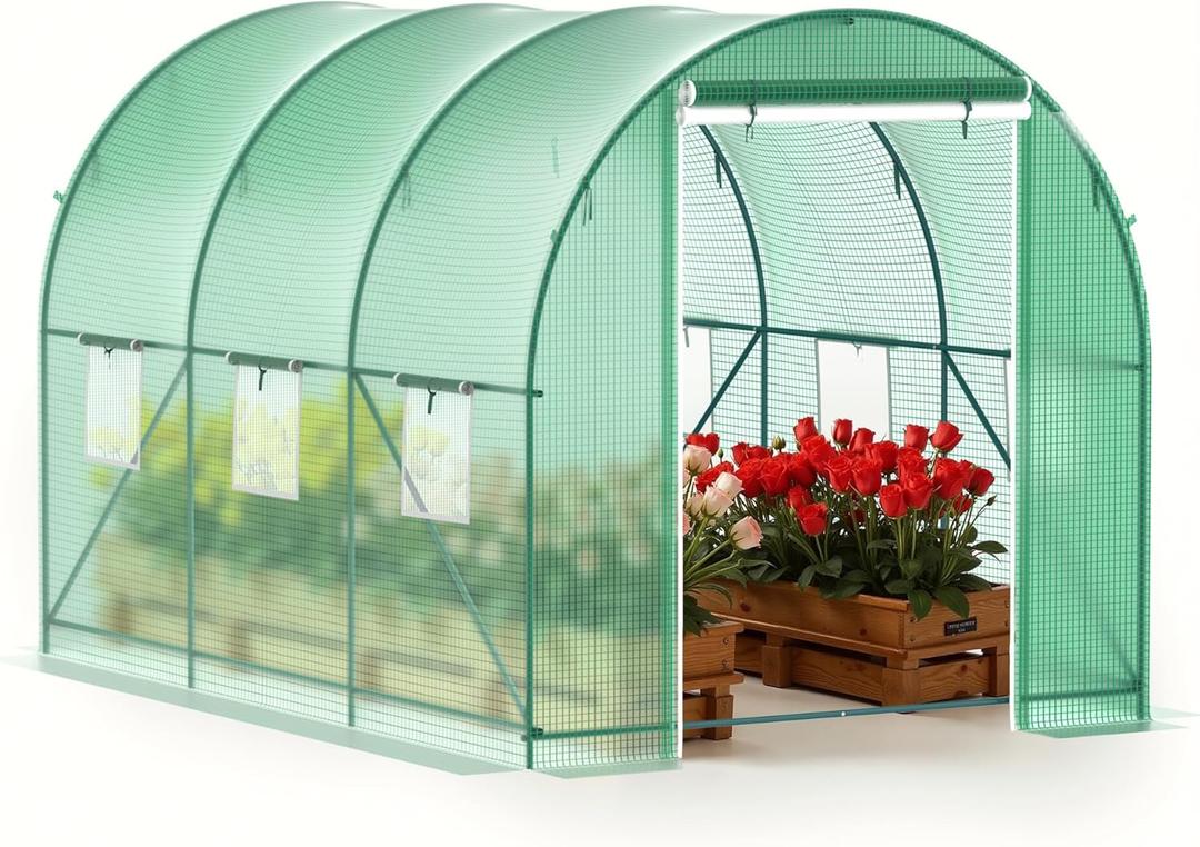 GOJOOASIS Greenhouse Outdoor Green House for Outside Winter Heavy Duty Large Walk-in Tunnel Portable Greenhouses for Backyard Plants Shed (10'x7'x7')