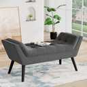 Andeworld Bed Bench Upholstered Tufted Footstool Entryway Ottoman Bench Two Seaters (Dark Gray)