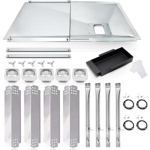 Hiorucet Grill Drip Pan Replacement Parts for Nexgrill 4 Burner 720-0830X, Adjustable Grease Tray with Catch Pan, Heat Plates Flame Tamer, Burner and Igniters for Nexgrill 720-0830X Replacement Parts.