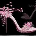 Black Pink High Heels Flowers Bath Mats Non-Slip Absorbent Soft Plush Doormat Bathroom Decor Rugs for Kitchen Bedroom Floor Mat20 x32