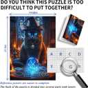 Halloween Puzzles for Adults 1000 PiecesPICKFORU Horror Cat Jigsaw Puzzles Ghost Tarot, Impossible Mysterious Kitten Theme as Home Wall Art
