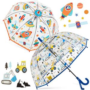 Fabbay 1 Pcs Kids Clear Bubble Umbrella Unicorn with Easy Grip Curved Handle Transparent Bubble Umbrella for Toddler Girls