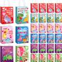 Epakh 24 Pcs Valentine's Day Gift Bags Dinosaur Treat Goodie Paper Bags with Handles for Valentines Gifts Wrapping Dino Birthday Party Supplies Decorations