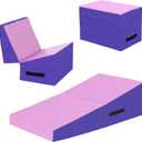 FDW Gymnastics Mat Incline Indoor/Outdoor Tumbling Mats yoga mat for Home Gym Folding Exercise Mat with Non-Slip Surface & Handles Cheese Wedge Mat (34x24 Inch, Pink)