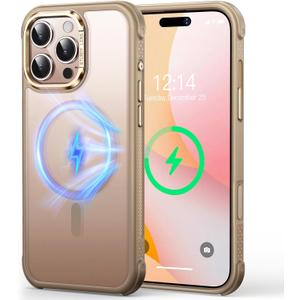 Mist-Armor Designed for iPhone 16 Pro Max Case, [Fit for Mag Safe] [Non-Slip Edge] Military Grade Protective Bumper Silicone Matte Phone Case Cover for iPhone 16 Promax 6.9" Men Women, Gold