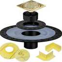 Shower Drain Flange Kit Shower Drain, with Vertical ABS 2 Inch Flange, ABS Plastic Pipe, Corners and Seals, CUPC Certification, Gold
