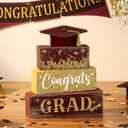 CroBlissful 4 Pcs Congrates 2026 Graduation Table Decorations Graduation Tiered Tray Decorations Red Gold Class of 2026 Wooden Block Centerpiece Sign Farmhouse Congratulate Gifts for Home Shelf