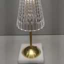 Cordless Touch Table Lamp, 3500mAh LED Rechargeable Small Dask Lamp, 3 Colors Dimmable Battery Operated Crysta Lamp for Bedroom Restaurant Kitchen Home Decor, Gold