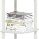 Furinno TURN-N-TUBE Corner Shelf, 3-Tier Corner Bookshelf, Display Storage Shelves with Open Shelves, for Organization and Storage, Living Room, Home Office, Garage, White