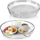 Lyellfe 4 Pack Clear Serving Tray, 12 Inch Round Plastic Platter, Deep Spill Proof Tray for Coffee Table, Decorative Perfume Tray for Bathroom, Ottoman, Vanity