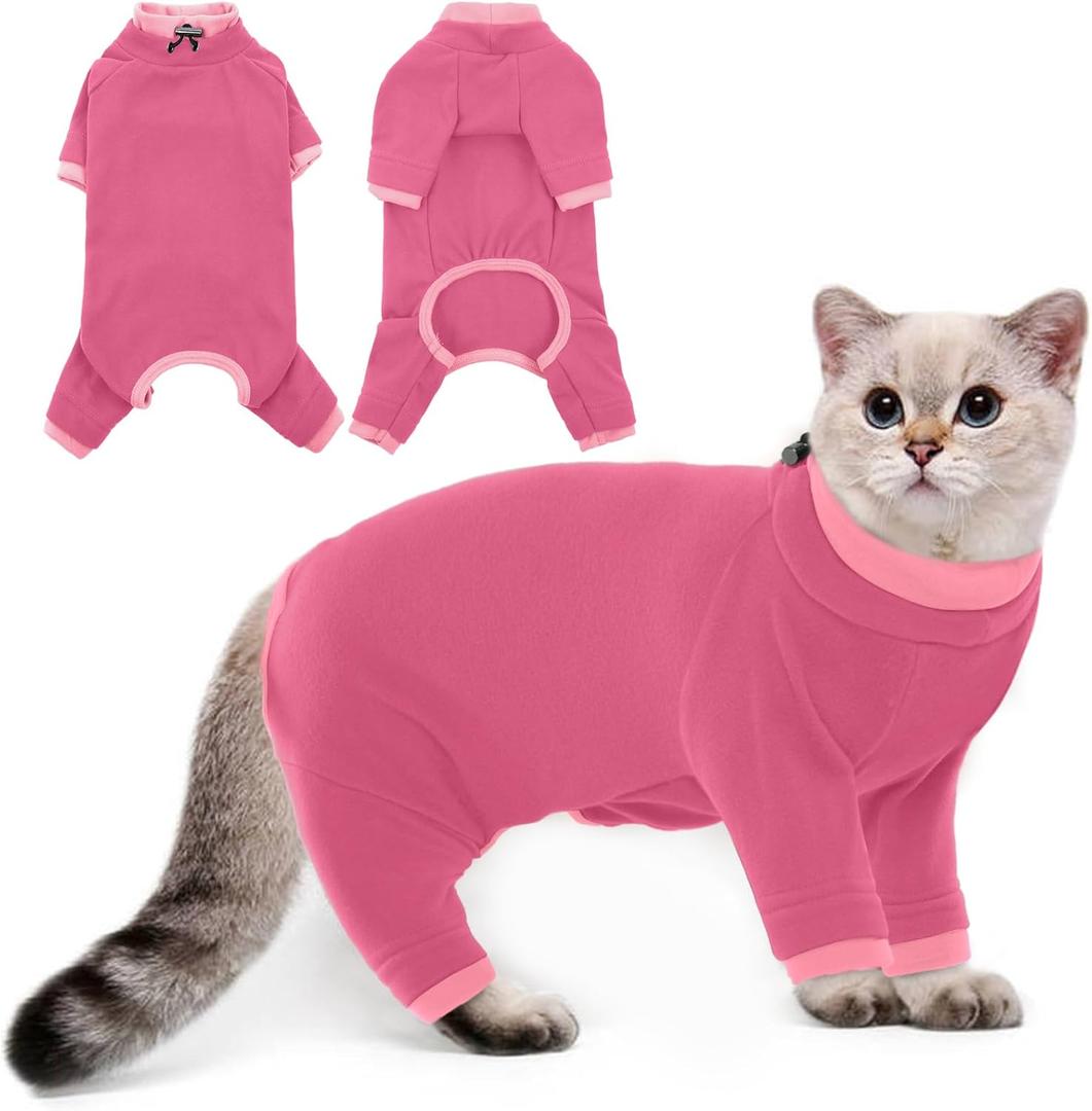PUMYPOREITY Cat Hair Sticky Shirt  Breathable & Lightweight, Reduces Shedding Fur Pajamas, Prevents Licking Wounds After Surgery, Pink, L