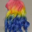 BERON 14 Inches Rainbow Wig Short Colorful Bob Wigs with Bangs Halloween Colored Wig for Women Loose Wavy Wigs for Women