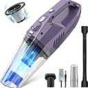 Handheld Vacuum Cordless - Car Vacuum Portable & Small Vacuum Cleaner with 6KPa Suction, USB Vacuum Cordless Rechargeable, HEPA Filter, LED Light for Pet Hair, Home, Car, Office - Includes Accessories (Purple)