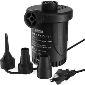 Air Pump for Inflatables: AC 110V Air Mattress Pump with 3 Nozzles - Quick-Fill Electric Inflator Deflator for Inflatable Pool Raft Bed Boat Floats Swimming Rings Yoga Balls