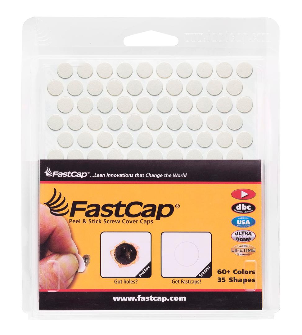 FastCap - Screw Hole Covers, 3/8" (9mm) Round Stickers - Professional Woodworking, Furniture, and Cabinetry Projects - One Sheet (120-Caps) - Solid PVC, Color - Black