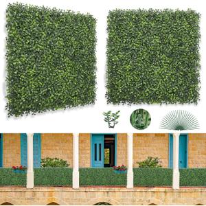 Bybeton 12 Pack 20"x20" Artificial Boxwood Panels, 4-Layer UV Protected Grass Wall Panels, Faux Hedge Wall for Outdoor Indoor Privacy Fence Screen, Garden, Backyard Greenery Backdrop Wall Decor