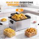 NEWBULIG Deep Fryer with Basket, 5 Liter Electric Deep Fryer with 1800W Power, Adjustable Temperature, Lid with Viewing Window for Fried Chicken, Shrimp, French Fries, Silver