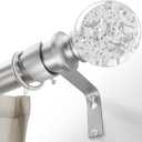 HAAYOT Silver Curtain Rods for Windows 48-84 Inches, Telescoping Drapery Rod Set, 1 Inch Diameter Rod with Silver Clear Ball Finial