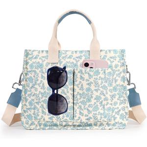 Floral Tote Bag For Women Multi Pocket Girls Crossbody Bags Shoulder Handbag For Work Travel Shopping Purse