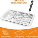 Onlyfire Grill Basket Set, 5PCS Stainless Steel Grill Pan - Include 3 Grilling Baskets, a Serving Tray and Removable Handle, Great for Grilling Fish, Meat, Veggies