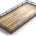 Acacia Bathroom Toilet Tank Tray, 13" Wood Toilet Paper Storage Basket Back of Toilet Basket Organizer, Vanity Tray for Perfume Makeup Candle Kitchen Counter Coffee Table Decor