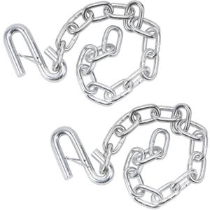 1/4"x24" G30 Safety Chain 3,500lbs S-Hook for Boat Trailer Tow 2PK | Grade 30 alloy steel, galvanized rustproof, spring-loaded S-hook secures boat/RV/truck trailers. WLL 3,500lbs, 24" length