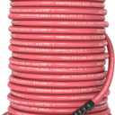 QC Installed Pressure Washer Hose 100 ft, 4200 PSI Flexible & Kink-Resistant, Steel-Braided & Durable, Power Washer Hose with 3/8" 360 Swivel Quick Connect, Hot/Cold Water Compatible, Red