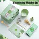 Clay&Fire Matcha Whisk Set, Ceramic Matcha Set, Matcha Bowl with Spout and Whisk, 9 pcs Matcha Tea Kit for Matcha Lovers, Ideal Gift Christmas, Birthday (Green)