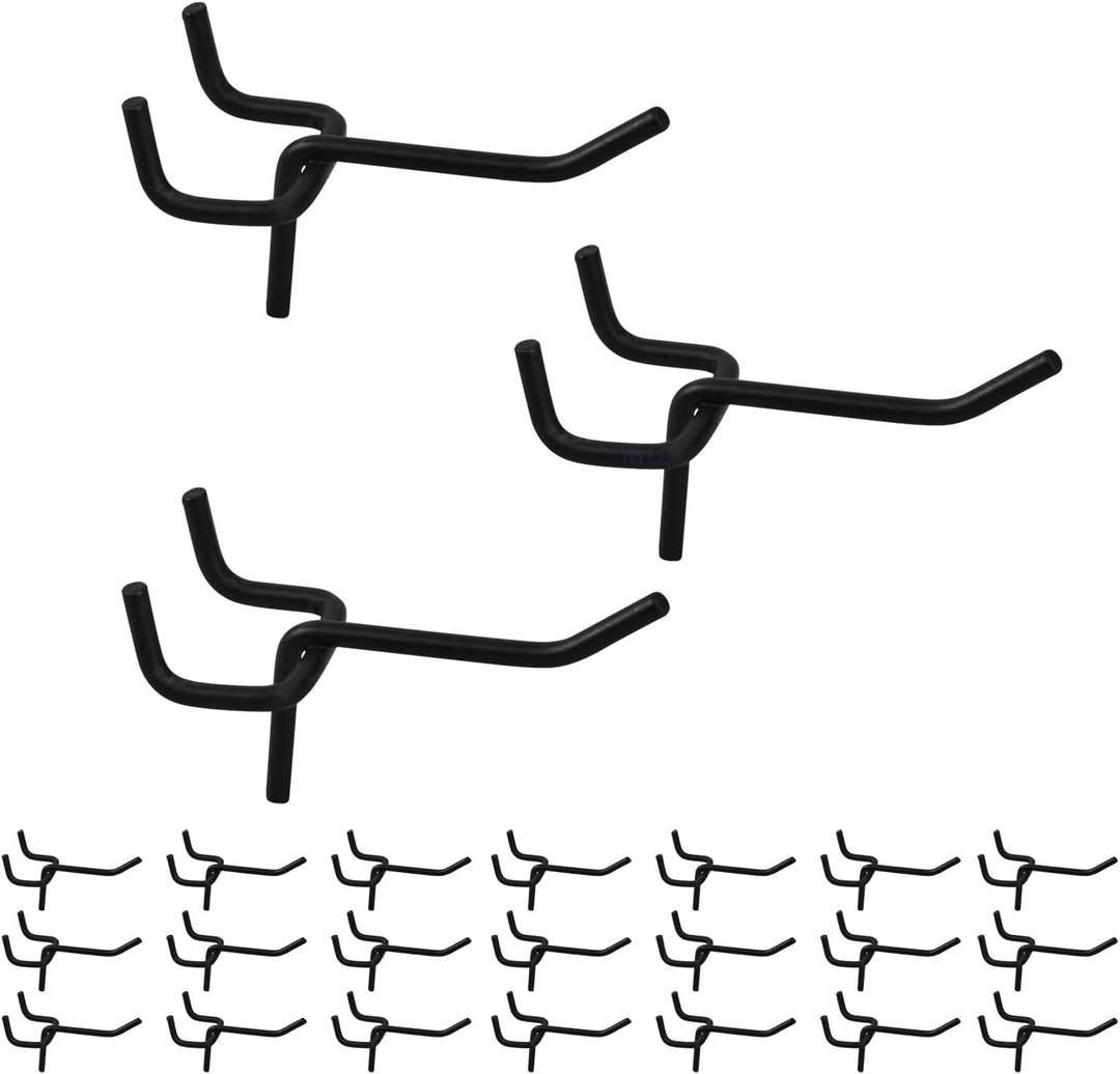 MOOCA 24 Pcs Small Metal Black Pegboard Hooks Hanger 2.6 Inch for Hanging Jewelry, Scarf, hat, Key, and mask