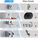 JONKEAN Chrome Handheld Shower Head Holder with 2 Hanger Hooks Strong Adhesive Shower Head Holder Adjustable Shower Wand Holder Wall Mount, Bathroom Waterproof Shower Bracket Holder