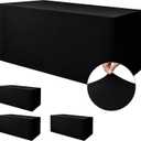 Nasitos Spandex Fitted Table Clothes, 4 Pack - 48 x 24 Inch - Black Rectangle Tablecloths for 4 Foot Tables, Fabric Table Cover Protector for Folding Table, Parties, Craft Show, Trade Show