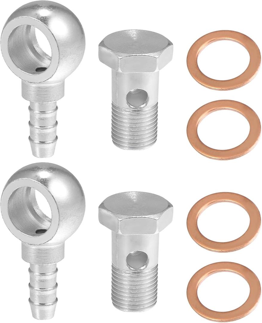 ACROPIX 16mm ID 10mm OD M16x1.5 Banjo Bolt Hose Barb Fittings Universal Banjo Fitting Fuel Line with Screw Washer for Motorcycle Silver Tone - Pack of 8 ACROPIX 16mm ID 10mm OD M16x1.5 Banjo Bolt Hose Barb Fittings Universal Banjo Fitting Fuel Line with Screw Washer for Motorcycle Silver Tone - Pack of 8