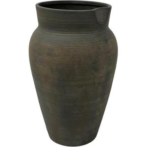 Benjara Leyn 15 Inch Antique Flower Vase, Urn Shaped Home Decor Piece, Gray Ceramic