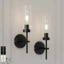 Black Battery Operated Wall Sconce Set of 2, Wireless Wall Sconces with Remote Control, Rechargeable 3000K Dimmable Wall Light for Bedroom Living Room Bathroom Hallway Entryway Stairwell