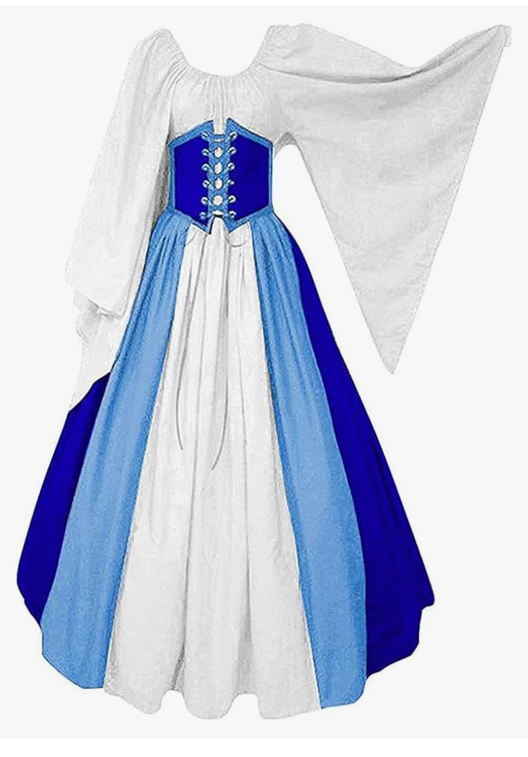 Abaowedding Women's Renaissance Medieval Costumes Dress Trumpet Sleeves Gothic Retro Gown, Size M