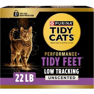 Purina Tidy Cats Performance Plus Feet Unscented Low Tracking, Clumping, Odor Control Kitty Litter - 22 lb. Box