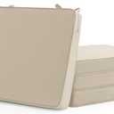 Outdoor Chair Cushions Set of 4: Waterproof & Fade Resistant Seat Cushion for Patio Furniture - 18.5 x 16 x 2 Inch Chair Pads with Ties and Hidden Zipper - Patio Chair Cushion Replacement, Beige