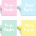 100 Pcs Pastel Happy Easter Paper Napkins 2 Ply 6.5 x 6.5 Inch Disposable Colorful Easter Party Napkins for Spring Dinner Beverage Home Table Decor Party Supplies