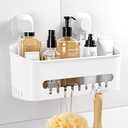 Budget & Good Shower Caddy Suction Cup No-Drilling Removable Bathroom Organizer Storage Heavy Duty Shelf Basket for Bath Shampoo Conditioner - White