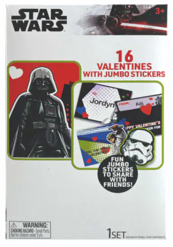 Star Wars 16 Valentines with Jumbo Stickers